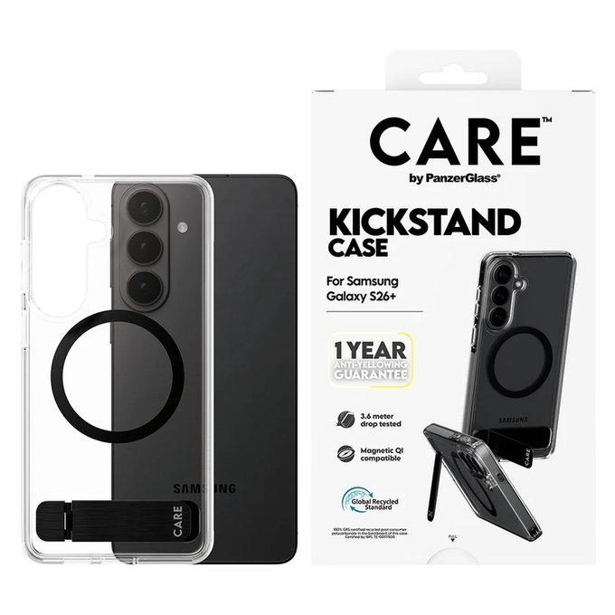 Калъф Kickstand с черно QI за Samsung Galaxy S26+, Черно, PanzerGlass