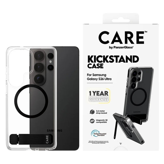 Калъф Kickstand с черно QI за Samsung Galaxy S26 Ultra, Прозрачно, PanzerGlass