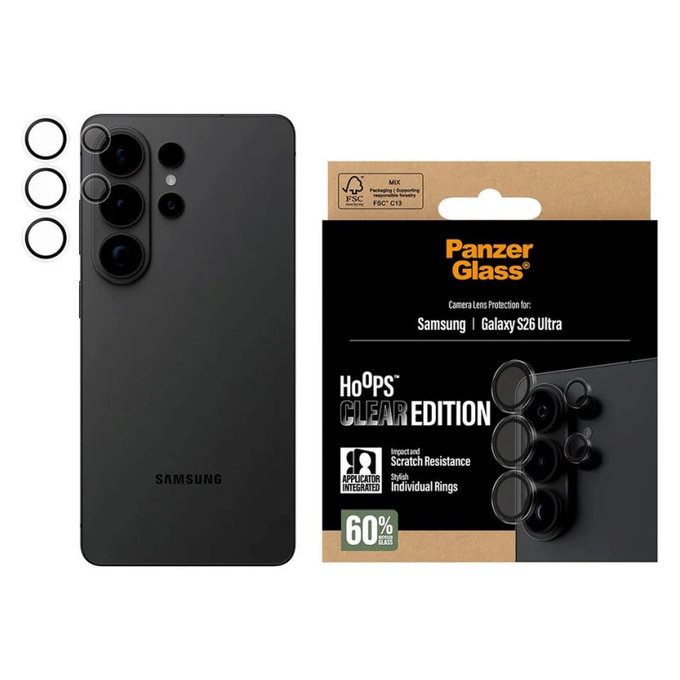 Протектор за обектив на задна камера Hoops за Samsung S26 Ultra, Прозрачно, PanzerGlass