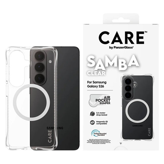 Калъф Samba с бяло QI за Samsung Galaxy S26, Прозрачно, PanzerGlass