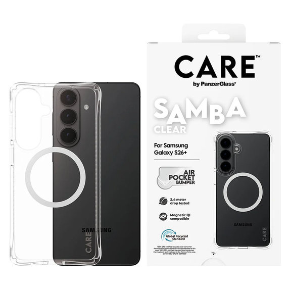 Калъф Samba с бяло QI за Samsung Galaxy S26+, Прозрачно, PanzerGlass