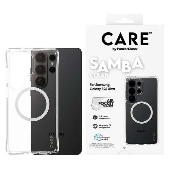 Калъф Samba с бяло QI за Samsung Galaxy S26 Ultra, Прозрачно, PanzerGlass