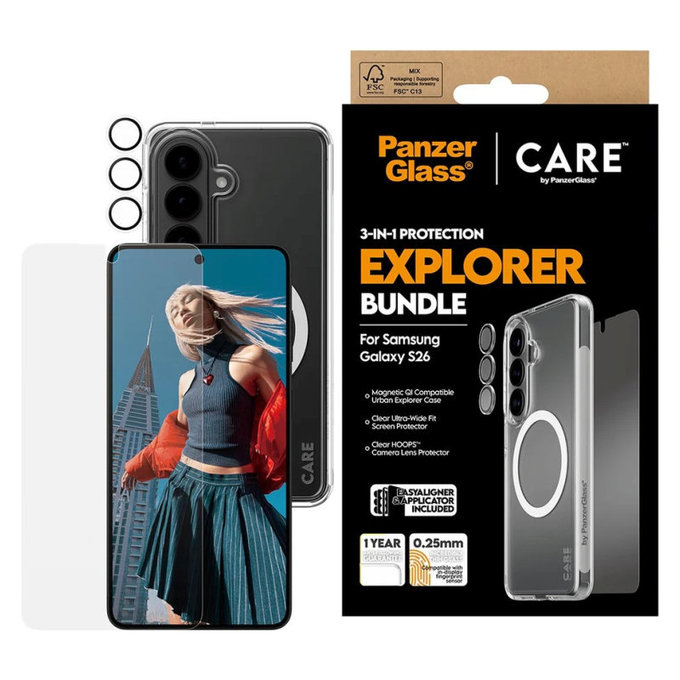Bundle 3 в 1 Explorer за Samsung S26, PanzerGlass