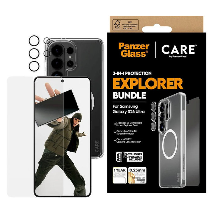 Bundle 3 в 1 Explorer за Samsung S26 Ultra, PanzerGlass
