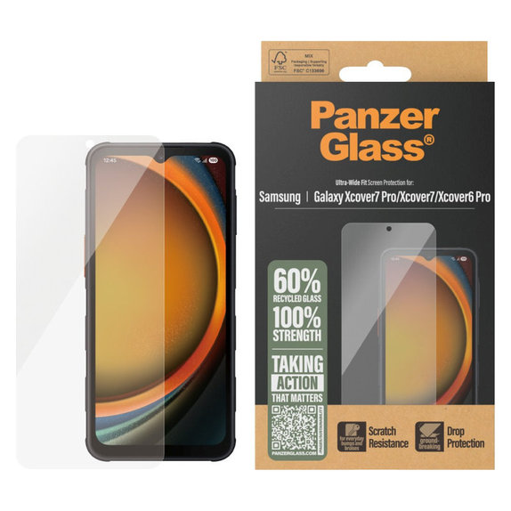 Закалено стъкло UWF за Samsung Galaxy Xcover7 Pro/Xcover7/Xcover6 Pro, Прозрачно, PanzerGlass