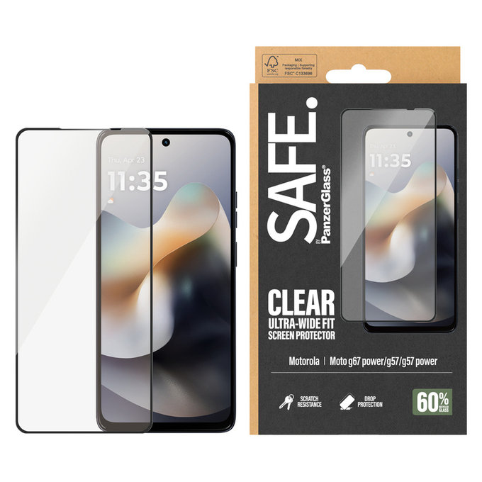 Закалено стъкло UWF за Motorola Moto G57 Power 5G, Черно, SAFE by PanzerGlass