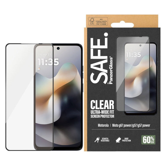 Закалено стъкло UWF за Motorola Moto G57 Power 5G, Черно, PanzerGlass