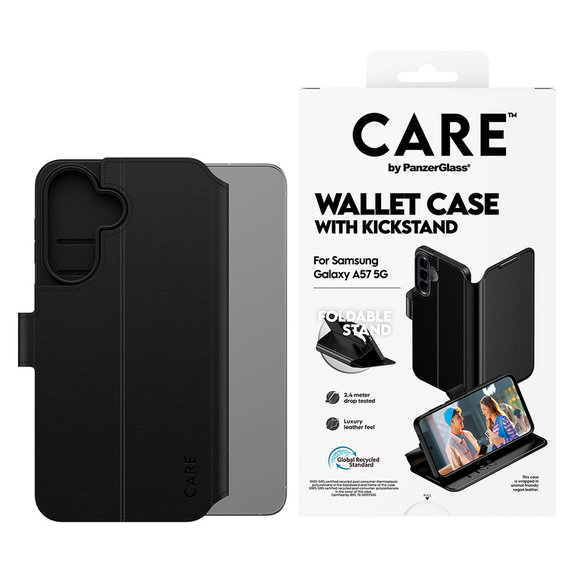 Калъф Wallet Kickstand за Samsung Galaxy A57, Черно, PanzerGlass
