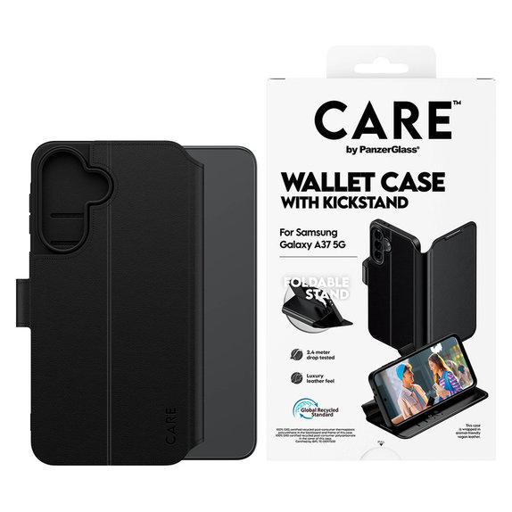 Калъф Wallet Kickstand за Samsung Galaxy A37, Черно, PanzerGlass