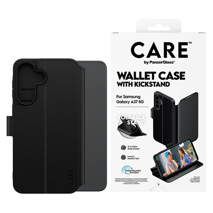Калъф Wallet Kickstand за Samsung Galaxy A37, Черно, PanzerGlass
