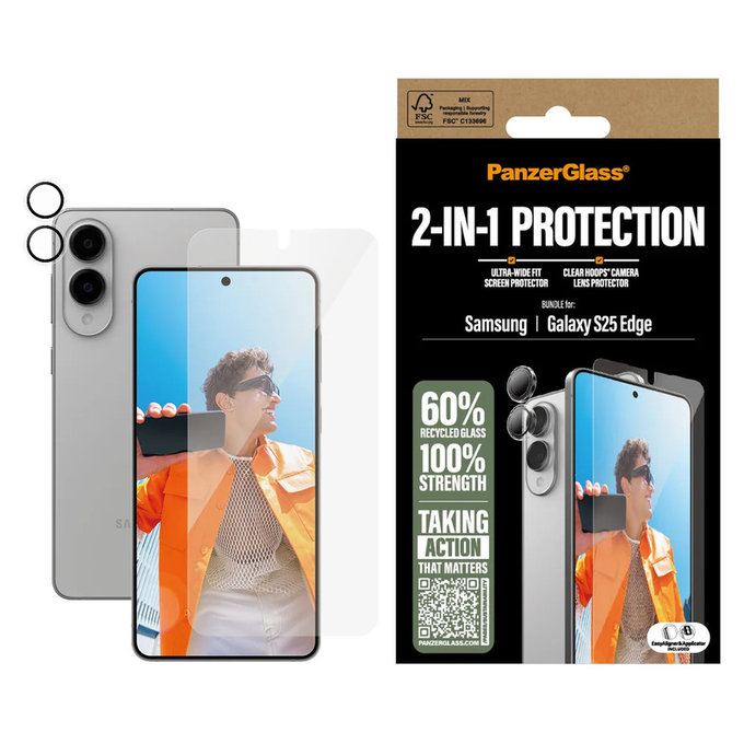Bundle 2 в 1 за Samsung Galaxy S25 Edge, PanzerGlass