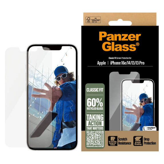 Закалено стъкло с апликатор за iPhone 17e/16e/14/13/13 Pro, Прозрачно, PanzerGlass