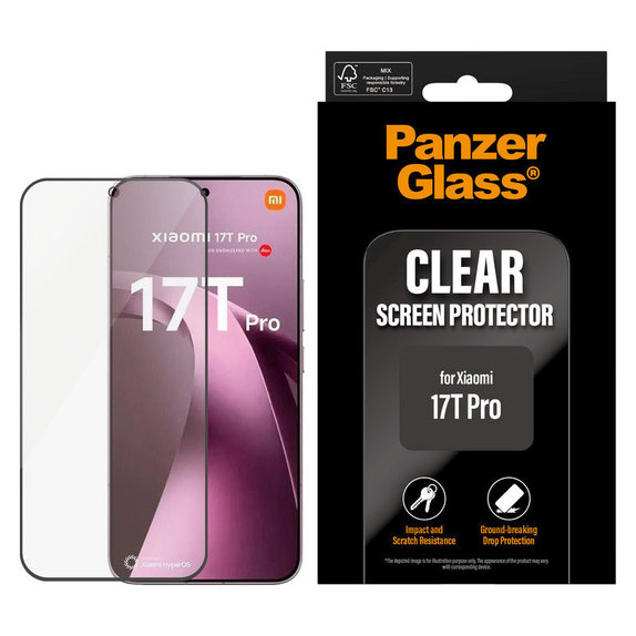 Закалено стъкло UWF за Xiaomi 17T Pro, Черен, PanzerGlass