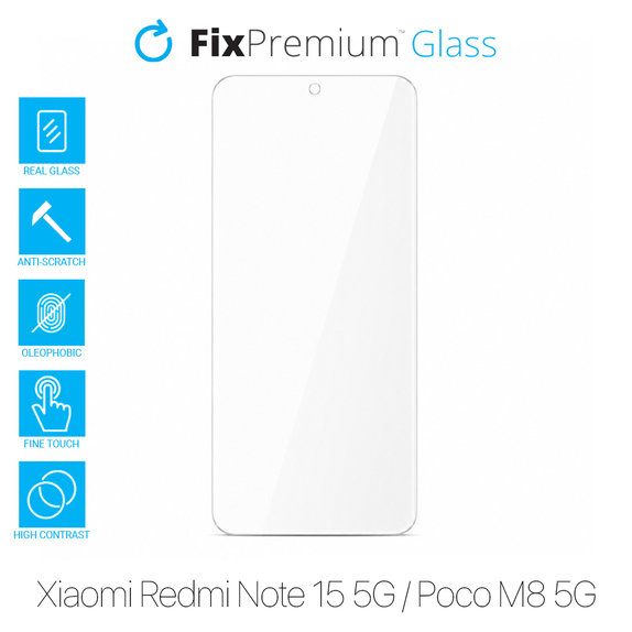 Закалено стъкло за Xiaomi Redmi Note 15 5G, Poco M8 5G, FixPremium