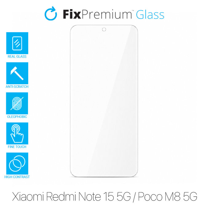 Закалено стъкло за Xiaomi Redmi Note 15 5G, Poco M8 5G, FixPremium