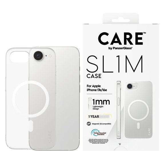 Калъф SL1M с MagSAFE by PanzerGlass за iPhone 17e/16e, Прозрачно, PanzerGlass
