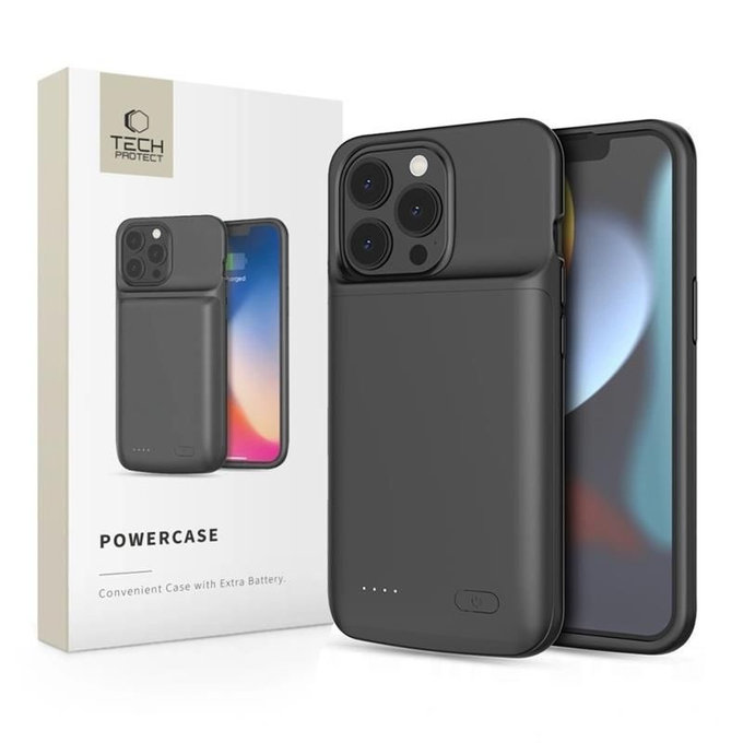 Външна батерия Powercase 4800mAh за iPhone 13 / 13 Pro, черна, Tech-Protect