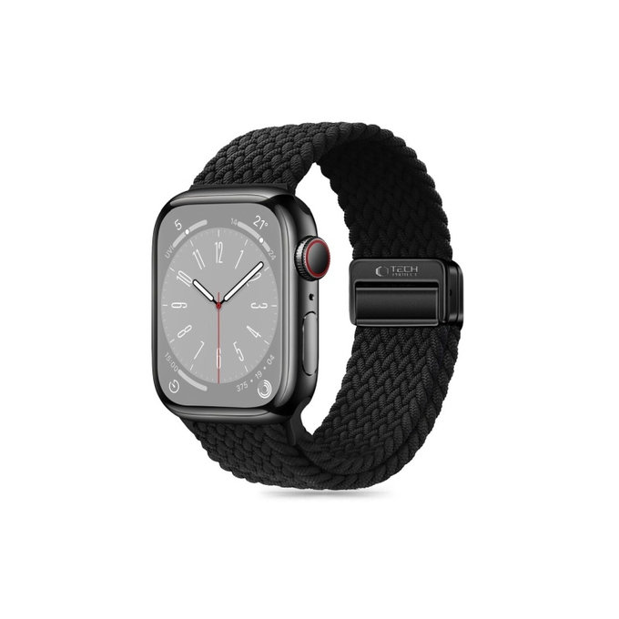 Каишка Nylonmag за Apple Watch 8 / 9 / 10 / 11 / SE / Ultra (44 / 45 / 46 / 49 mm), черна, Tech-Protect
