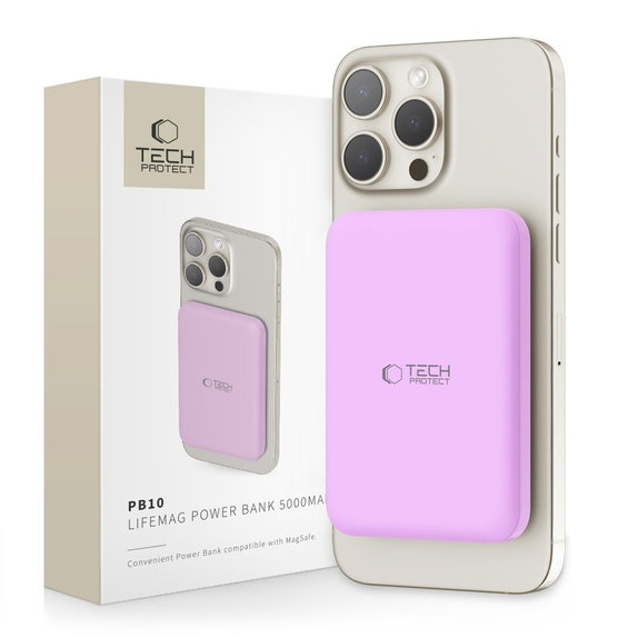 Външна батерия PB10 Lifemag MagSafe 5000mAh, Lilac, Tech-Protect