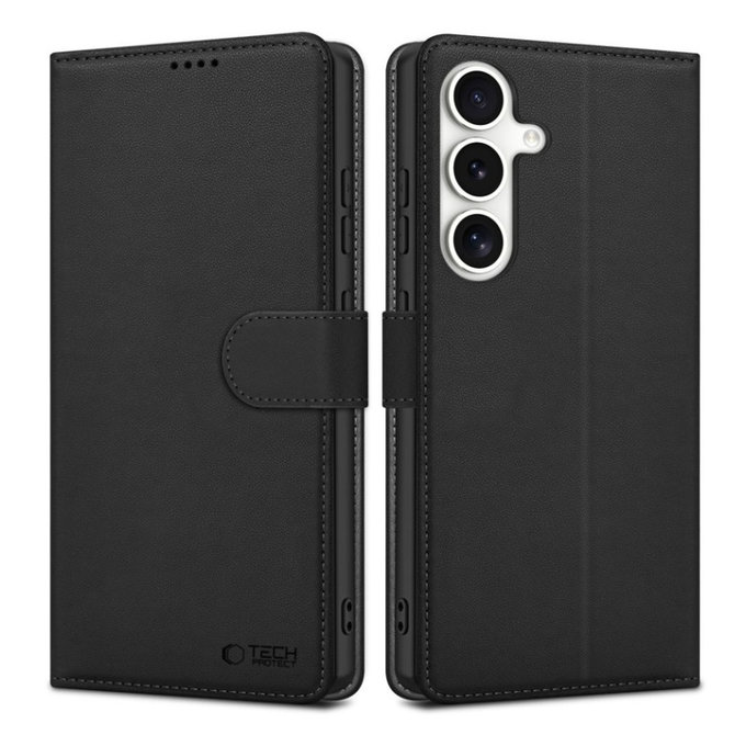 Калъф Wallet за Samsung S25, черна, Tech-Protect
