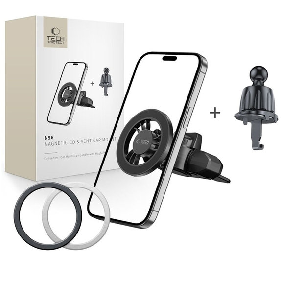 Стойка за автомобил N56 Magnetic MagSafe Cd & Vent, черна, Tech-Protect