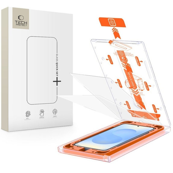Закалено стъкло Quick Set+ 2-PACK за Samsung S24 / S25, прозрачна, Tech-Protect