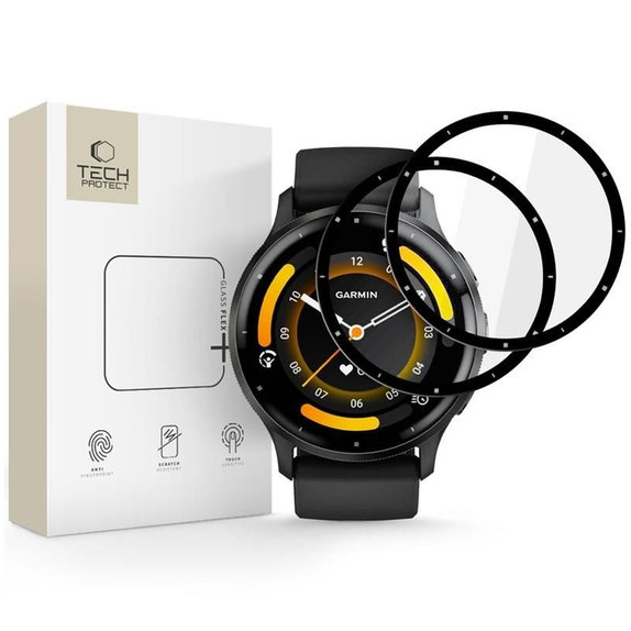 Хибридно стъкло Glass Flex+ 2-PACK за Garmin Venu 3, черна, Tech-Protect