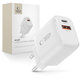 Мрежово зарядно NCA20 2-PORT PD 20W / QC3.0, бяла, Tech-Protect