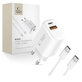 Мрежово зарядно NCA20 2-PORT PD 20W / QC3.0 + USB-C Cable, бяла, Tech-Protect