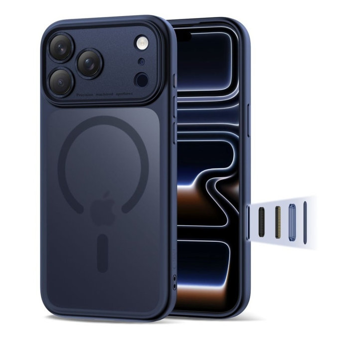 Калъф MagPeak MagSafe CC за iPhone 17 Pro, Matte Deep Blue, Tech-Protect