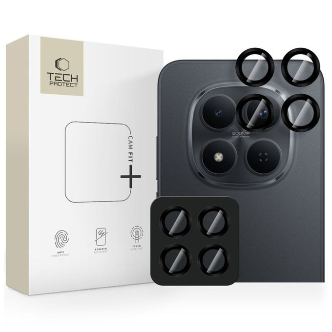 Протектор за камера Camring Fit+ за Xiaomi Poco M8 Pro / Redmi Note 15 Pro 5G / 15 Pro+ Plus 5G, черна, Tech-Protect