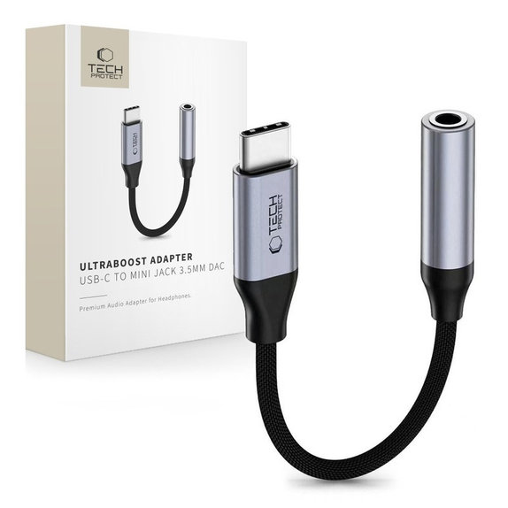 Адаптер Ultraboost USB-C To Mini Jack 3.5MM DAC, Iron Grey, Tech-Protect