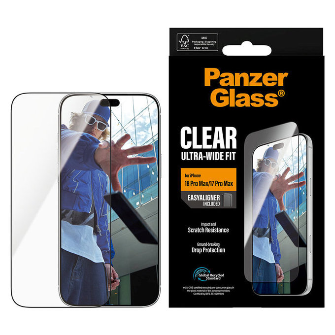 Закалено стъкло UWF с апликатор за iPhone 18 Pro Max/17 Pro Max, Черно, PanzerGlass