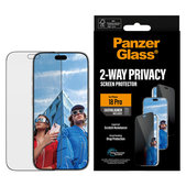 Закалено стъкло UWF 2-Way Privacy с апликатор за iPhone 18 Pro, Черно, PanzerGlass