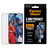 Закалено стъкло UWF 2-Way Privacy с апликатор за iPhone 18 Pro Max, Черно, PanzerGlass
