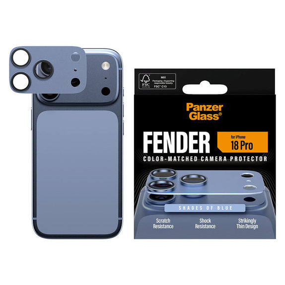 Протектор за обектив на задна камера Fender за iPhone 18 Pro, Italian Blue, PanzerGlass