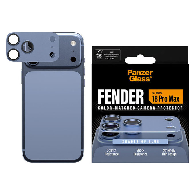 Протектор за обектив на задна камера Fender за iPhone 18 Pro Max, Italian Blue, PanzerGlass