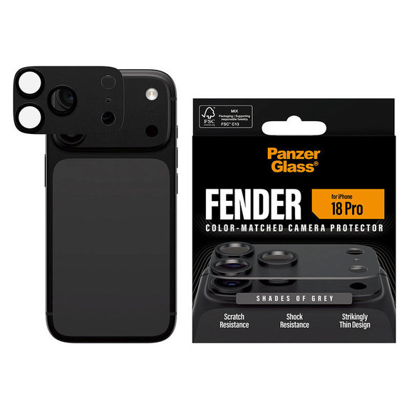 Протектор за обектив на задна камера Fender за iPhone 18 Pro, Shades of Grey, PanzerGlass