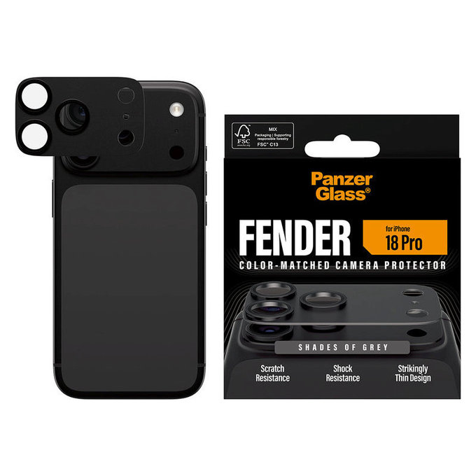 Протектор за обектив на задна камера Fender за iPhone 18 Pro, Shades of Grey, PanzerGlass