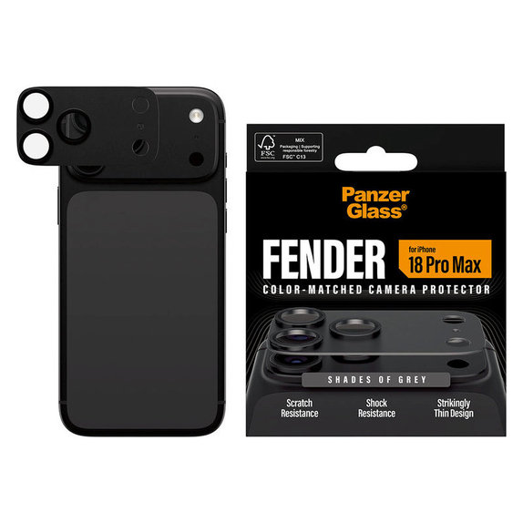 Протектор за обектив на задна камера Fender за iPhone 18 Pro Max, Shades of Grey, PanzerGlass