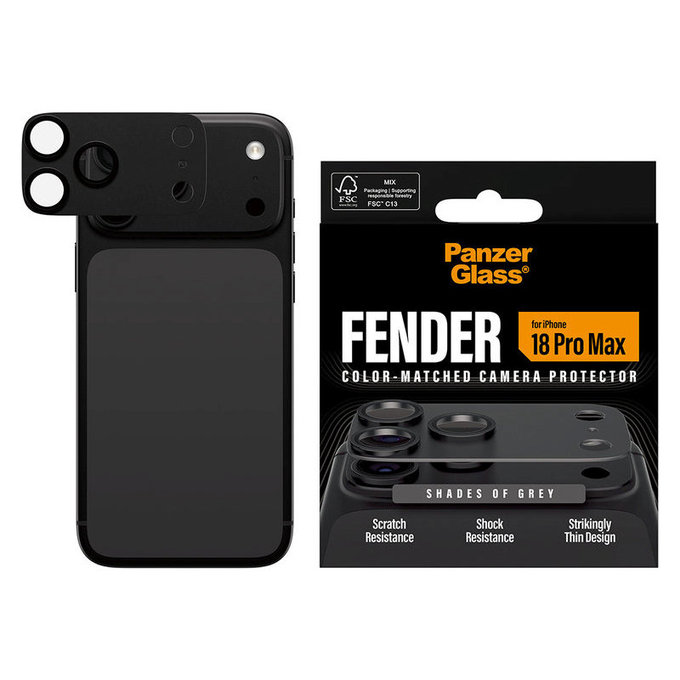 Протектор за обектив на задна камера Fender за iPhone 18 Pro Max, Shades of Grey, PanzerGlass