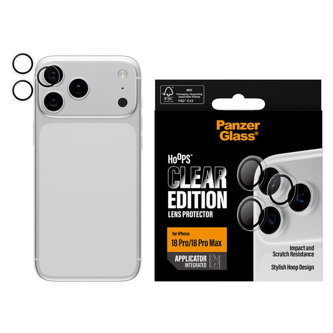 Протектор за обектив на камера Hoops за iPhone 18 Pro/18 Pro Max, Прозрачно, PanzerGlass