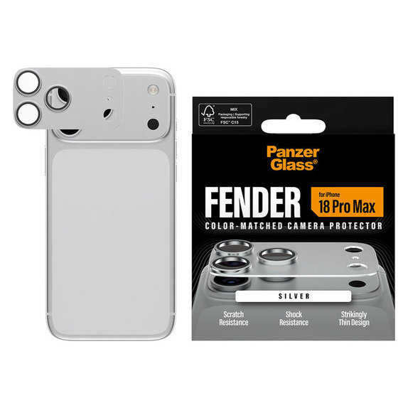 Протектор за обектив на задна камера Fender за iPhone 18 Pro Max, Сребърен, PanzerGlass
