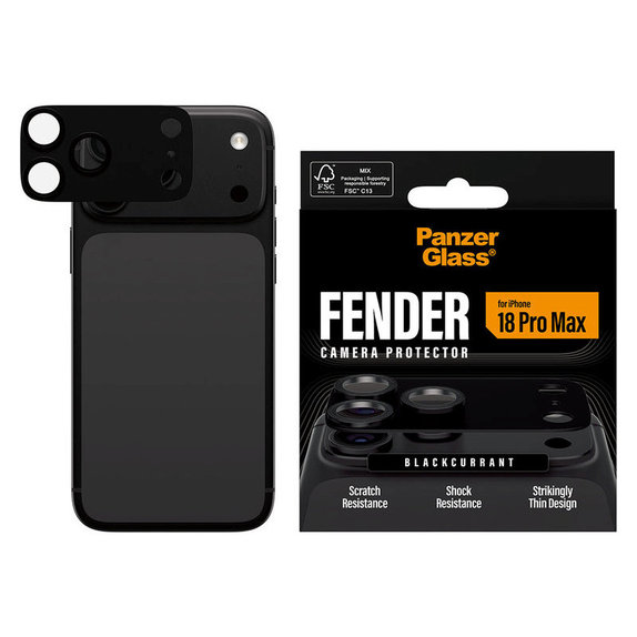 Протектор за обектив на задна камера Fender за iPhone 18 Pro Max, Black Currant Currant, PanzerGlass