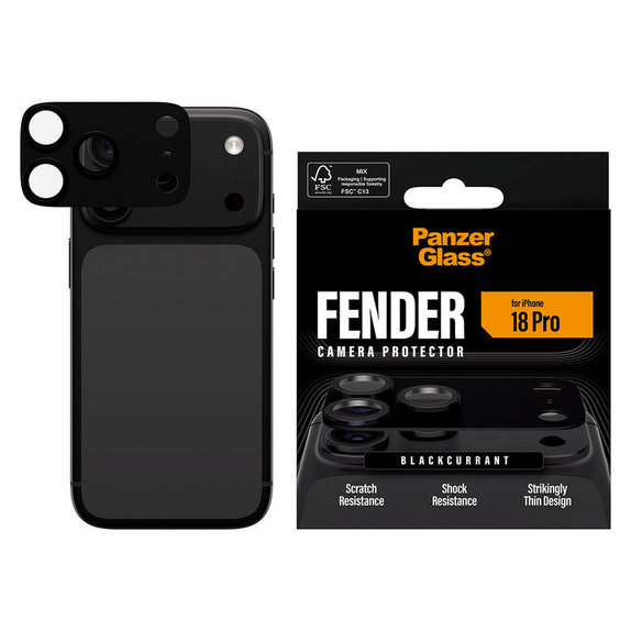 Протектор за обектив на задна камера Fender за iPhone 18 Pro, Black Currant Currant, PanzerGlass
