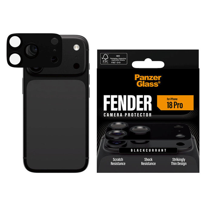 Протектор за обектив на задна камера Fender за iPhone 18 Pro, Black Currant Currant, PanzerGlass