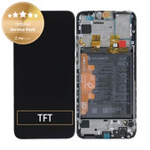 дисплей за Huawei P Smart (2019), P Smart Plus (2019), Тъчскрийн и рамка с батерия, 02352JEY, 02352JFA, Midnight Black, Genuine Service Pack