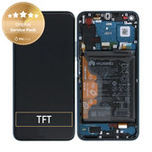 дисплей за Huawei Honor 20 Pro, Тъчскрийн и рамка с батерия, 02352VKL, Phantom Blue, Genuine Service Pack