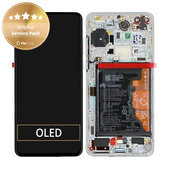 Дисплей с тъчскрийн, рамка и батерия за Huawei P40, 02353MFW, Ice White / Silver Frost, Genuine Service Pack