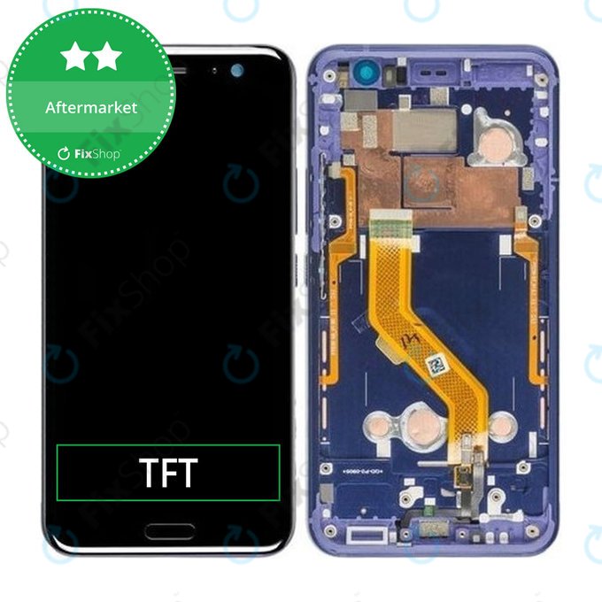дисплей за HTC U11, Тъчскрийн и рамка, син, Blue, TFT